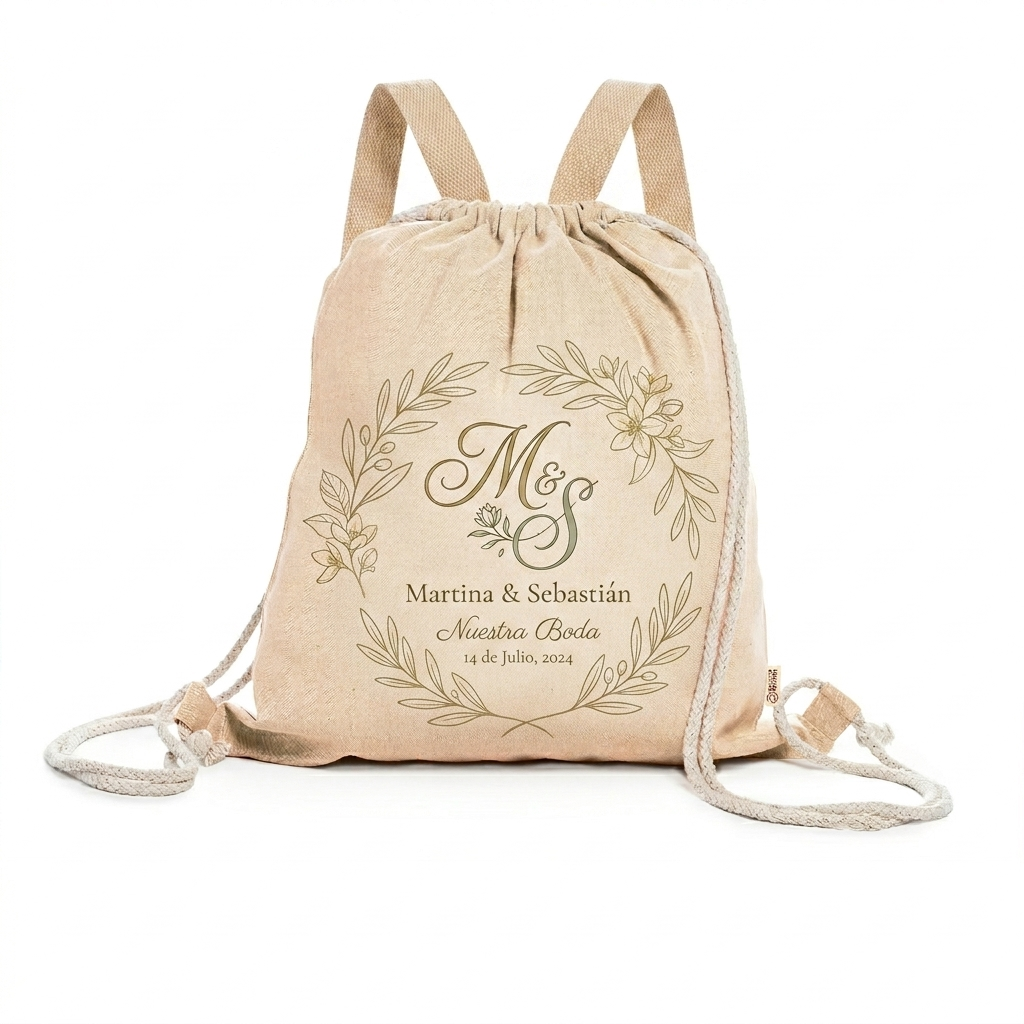 Bolsa mochila de cordones en algodón