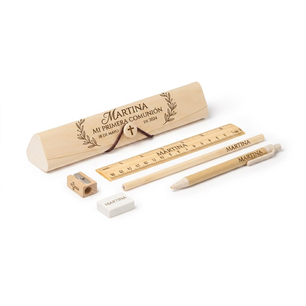 Set de escritura de madera natural